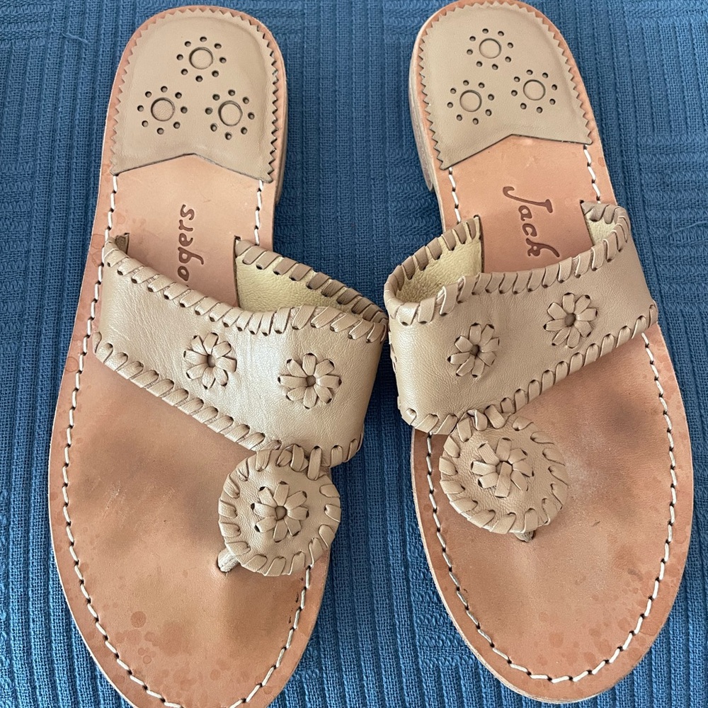 Jack Rogers Women's Beige Leather Sandals